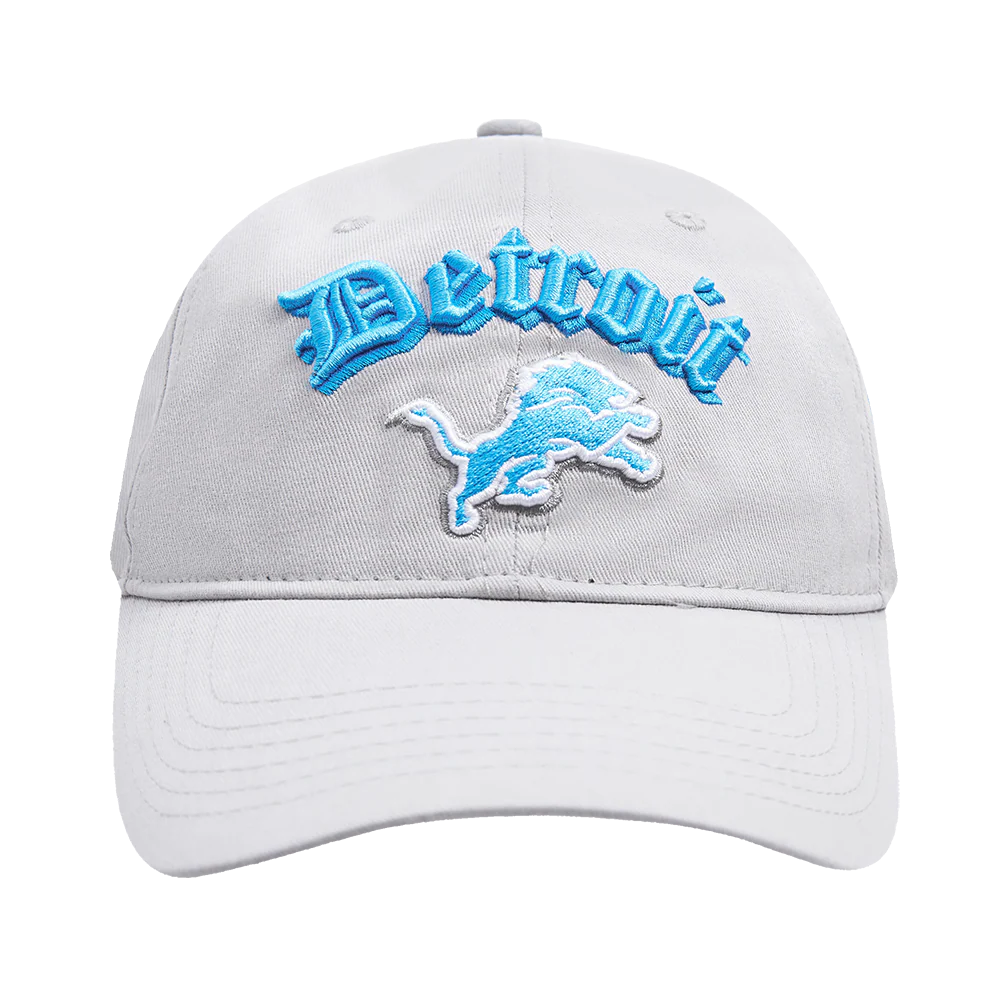 DETROIT LIONS OLD ENGLISH DAD HAT (GRAY)