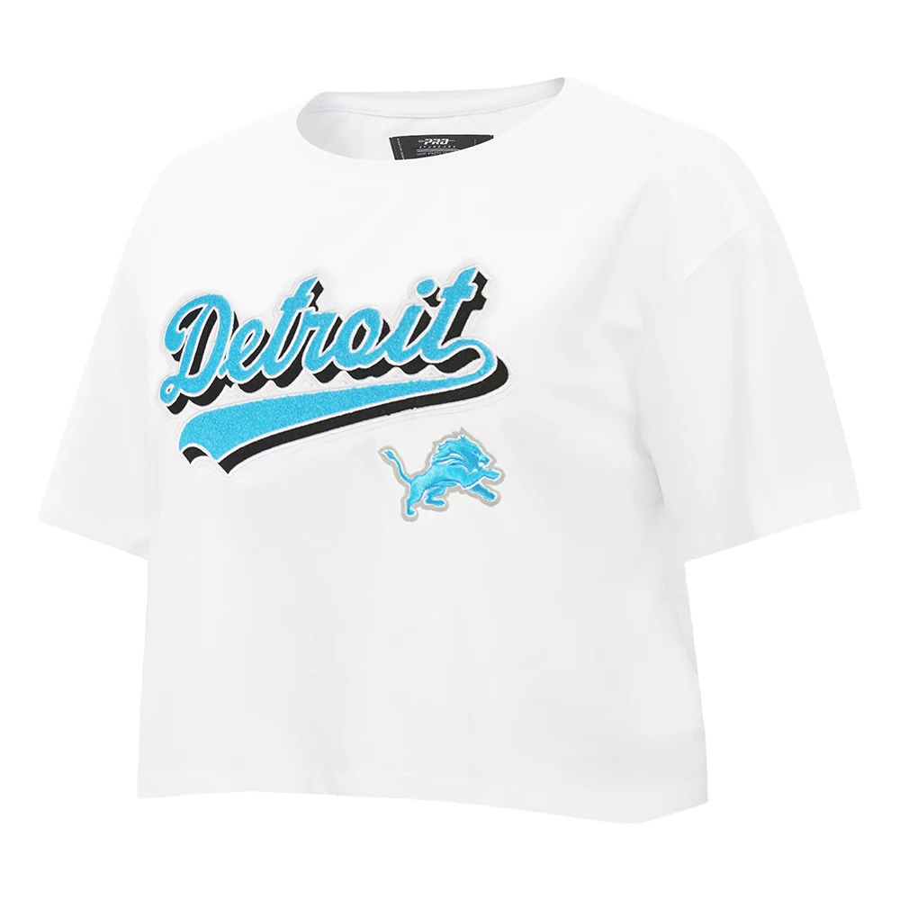 NFL DETROIT LIONS SCRIPT TAIL WOMEN'S SJ BOXY TEE (WHITE) - Image 4