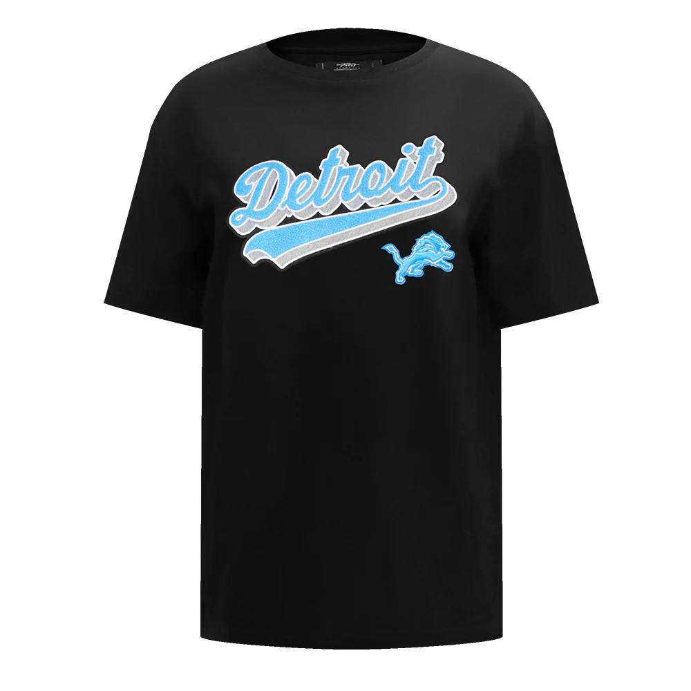 NFL DETROIT LIONS SCRIPT TAIL WOMEN'S BOYFRIEND TEE (BLACK) - Image 3