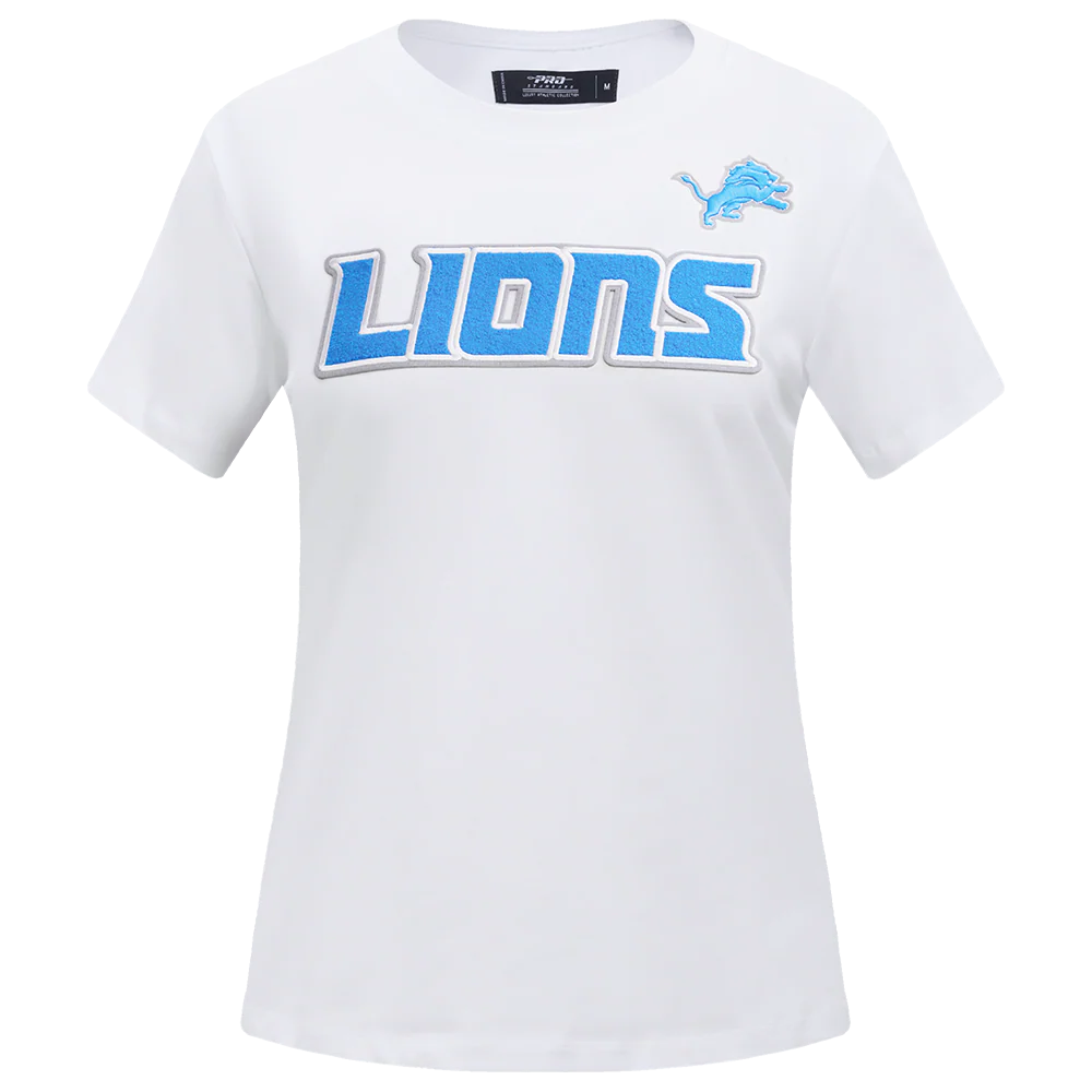 NFL DETROIT LIONS CLASSIC SHORT SLEEVE WOMEN'S SLIM FIT TEE (WHITE)