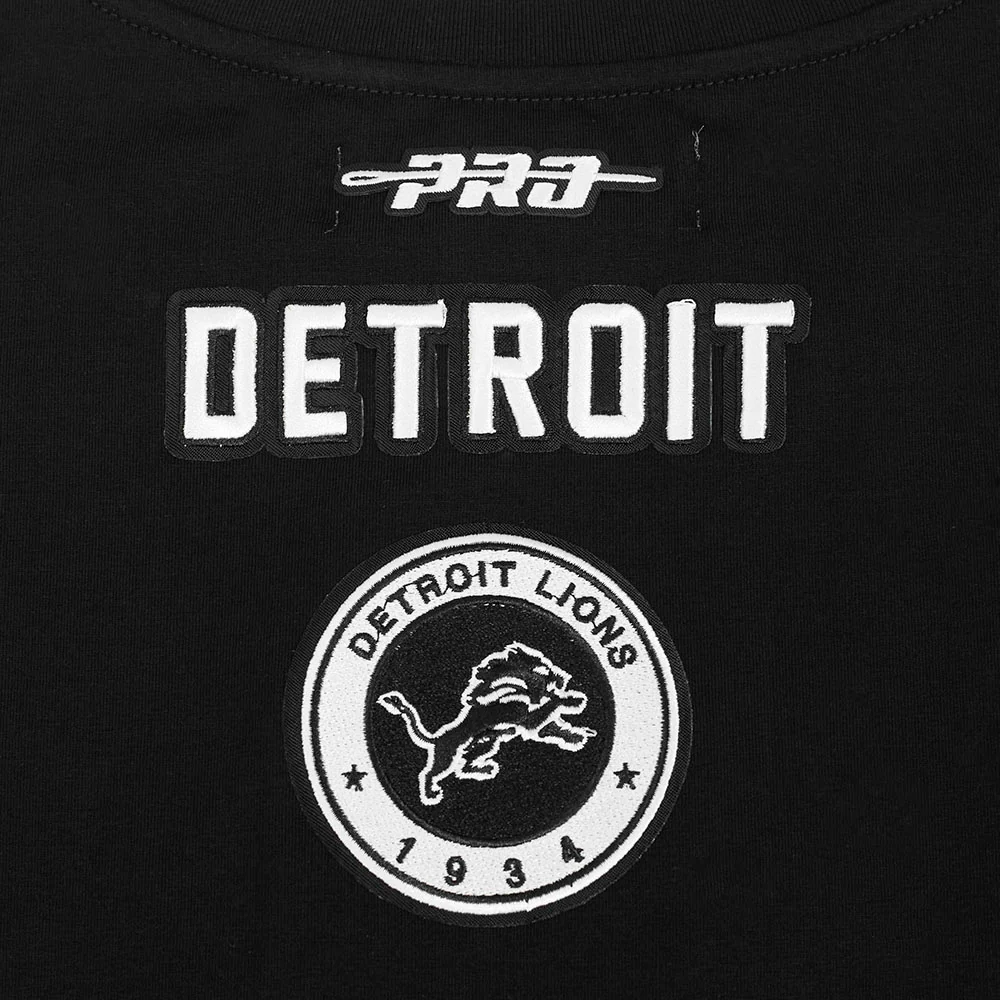 NFL DETROIT LIONS PEARLS WOMEN'S SINGLE JERSEY BOXY TEE (BLACK) - Image 6