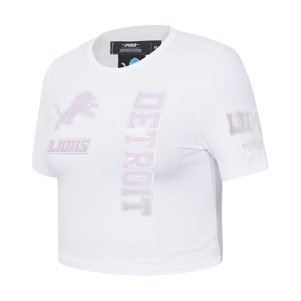 NFL DETROIT LIONS HOLOGRAM WOMEN'S SINGLE JERSEY BOXY TEE (WHITE) - Image 2