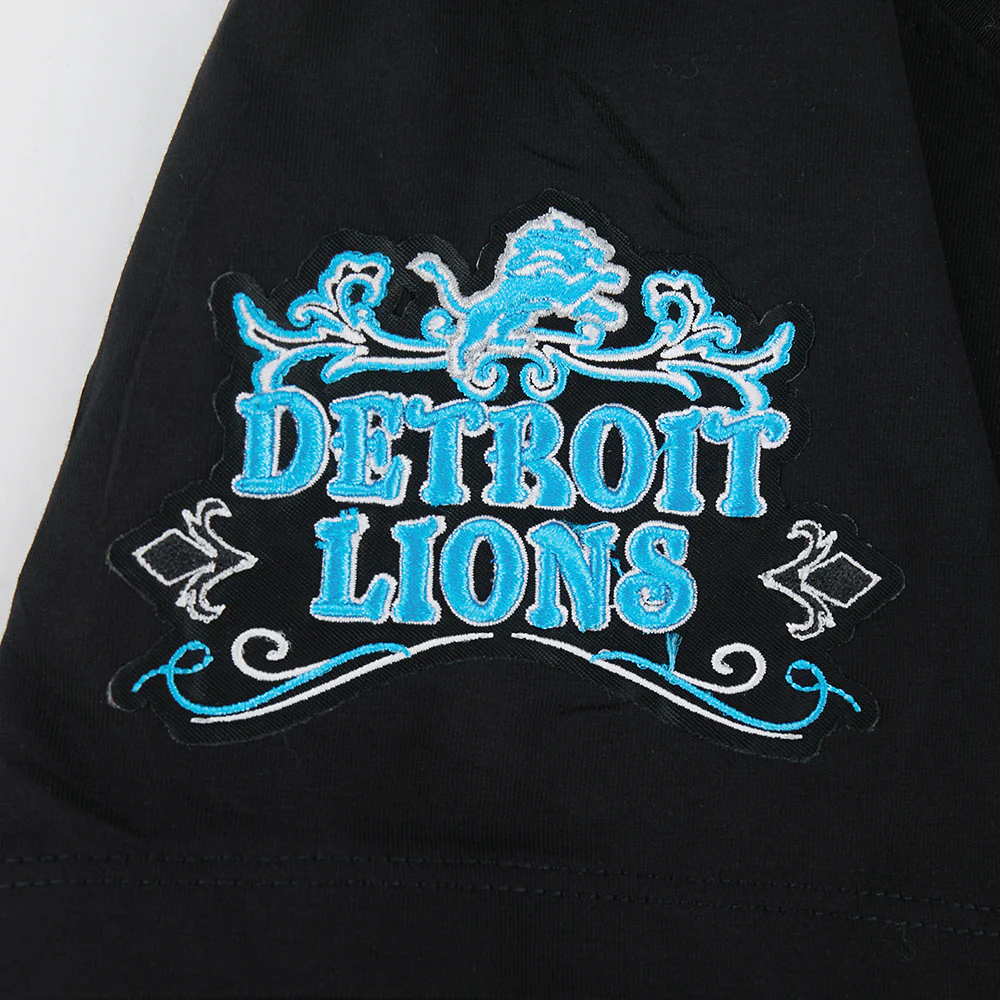 NFL DETROIT LIONS REBEL ATHLETICS WOMEN'S BABY DOLL TEE (BLACK) - Image 14