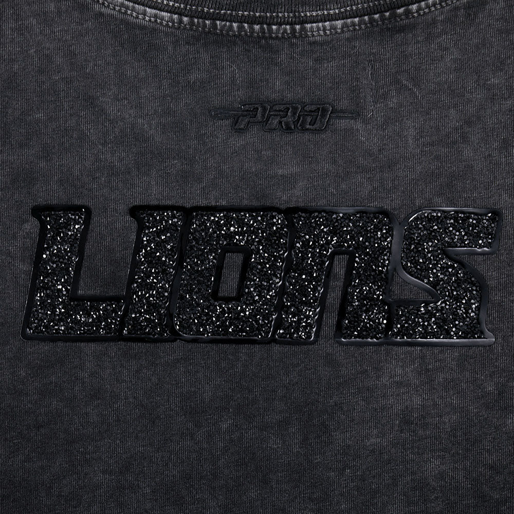 NFL DETROIT LIONS WASHED CRYSTALLINE WOMEN'S ENZYME WASH BOXY TEE (WASHED BLACK) - Image 11