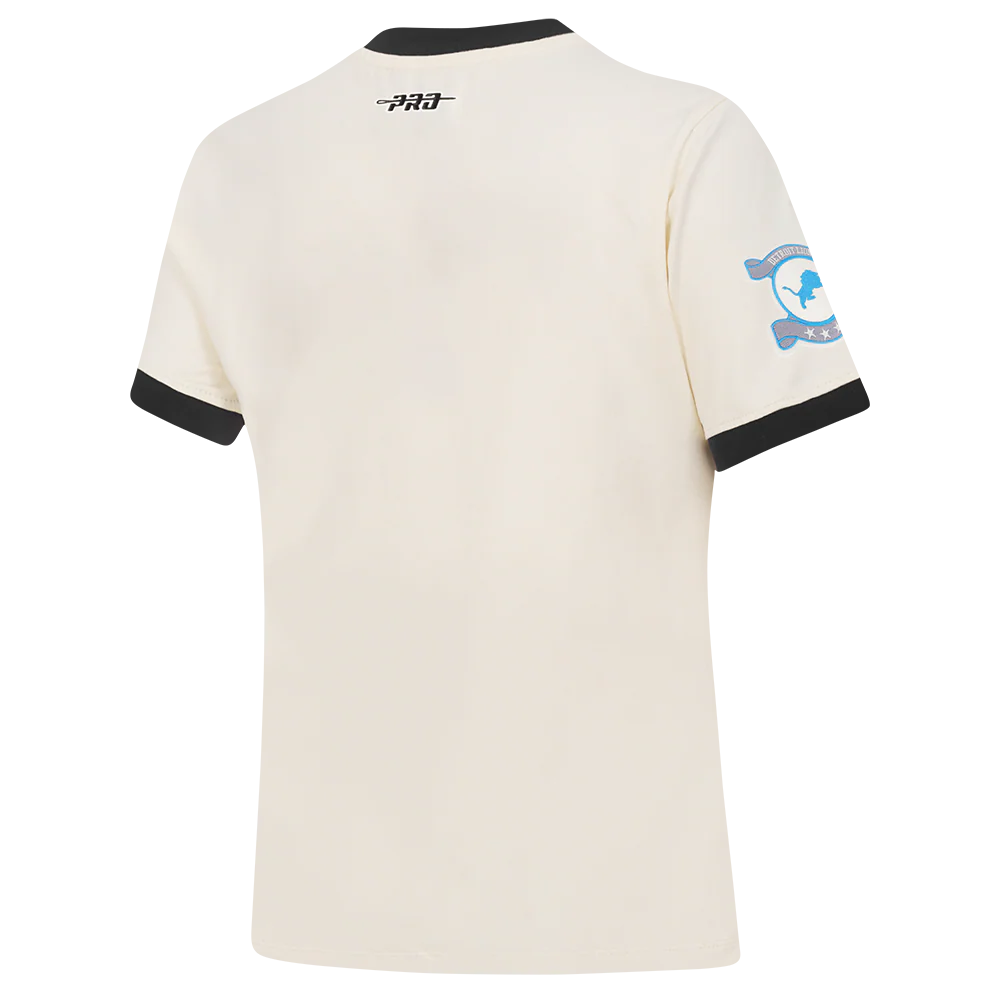 NFL DETROIT LIONS MODERN ORIGINALS WOMEN'S RINGER TEE (EGGSHELL/ BLACK) - Image 4