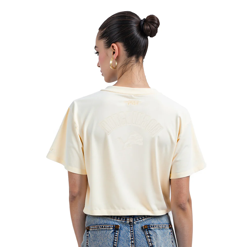 NFL DETROIT LIONS AIDAN HUTCHINSON #97 NEUTRAL PNN WOMEN'S SJ BOXY TEE (EGGSHELL) - Image 2