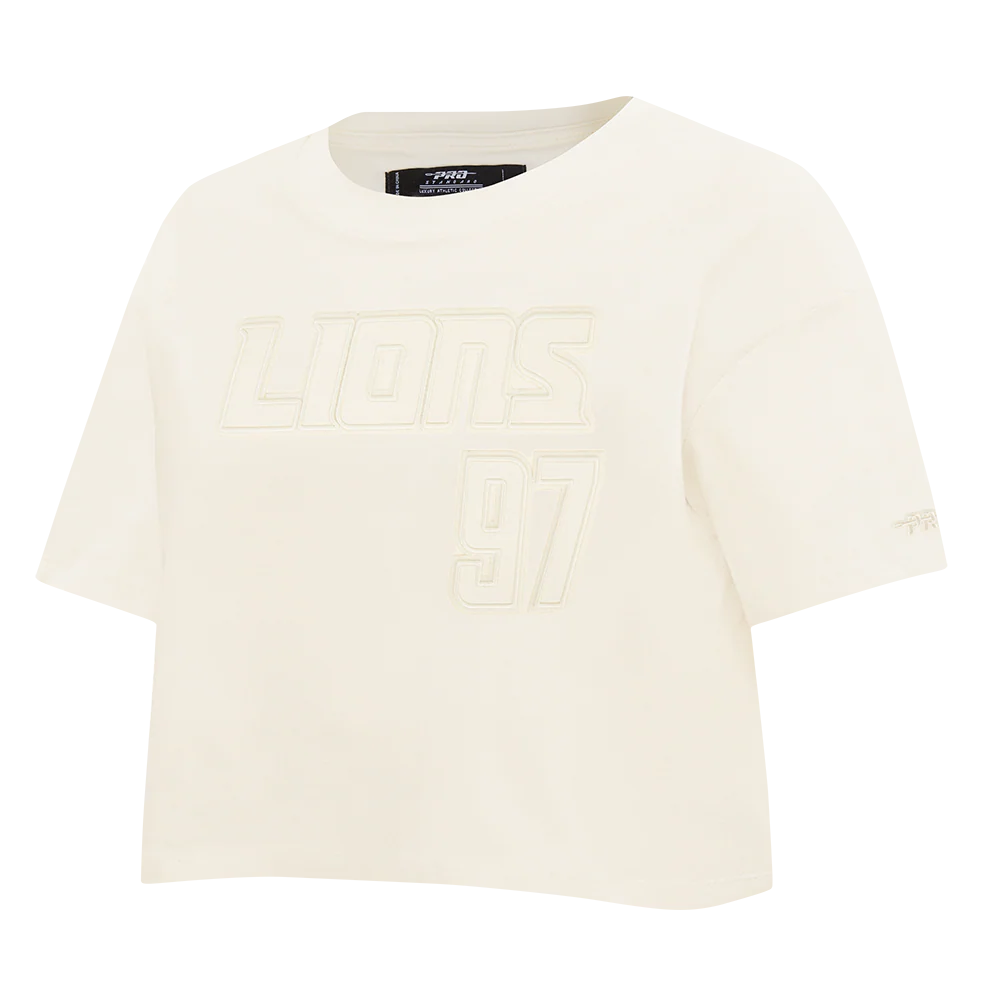 NFL DETROIT LIONS AIDAN HUTCHINSON #97 NEUTRAL PNN WOMEN'S SJ BOXY TEE (EGGSHELL) - Image 3