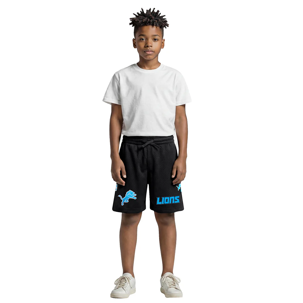 NFL DETROIT LIONS CLASSIC BIG BOY'S MESH SHORT (BLACK) - Image 3