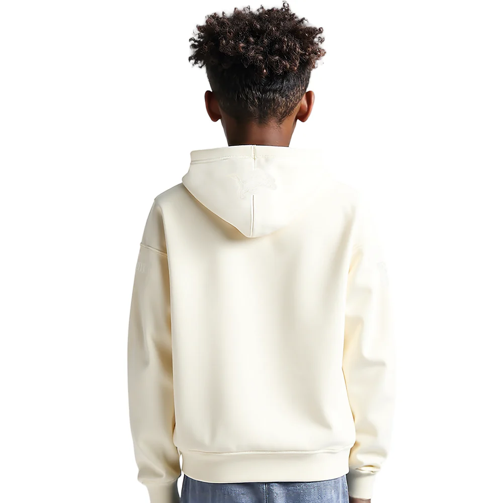 NFL DETROIT LIONS NEUTRAL BIG BOYS FLEECE PULLOVER HOODIE (EGGSHELL) - Image 2