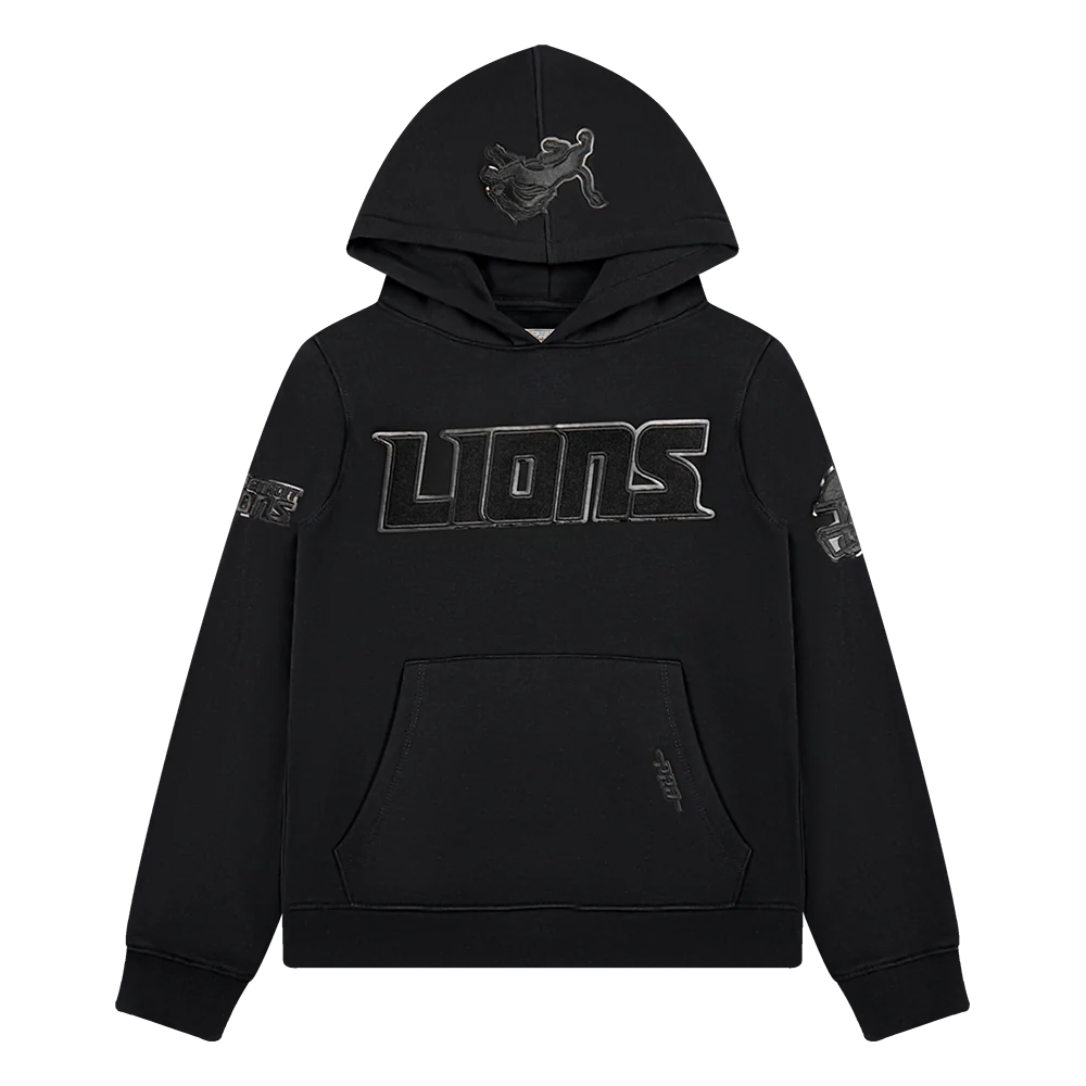 NFL DETROIT LIONS TRIPLE BLACK BIG BOYS FLEECE PULLOVER HOODIE (BLACK) - Image 12
