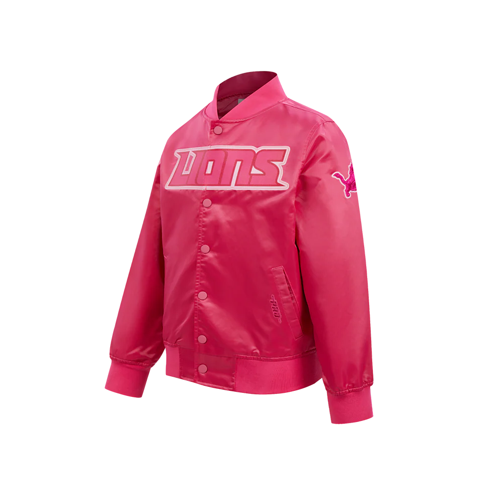 NFL DETROIT LIONS TRIPLE PINK BIG GIRLS SATIN JACKET (BEETROOT PURPLE) - Image 4