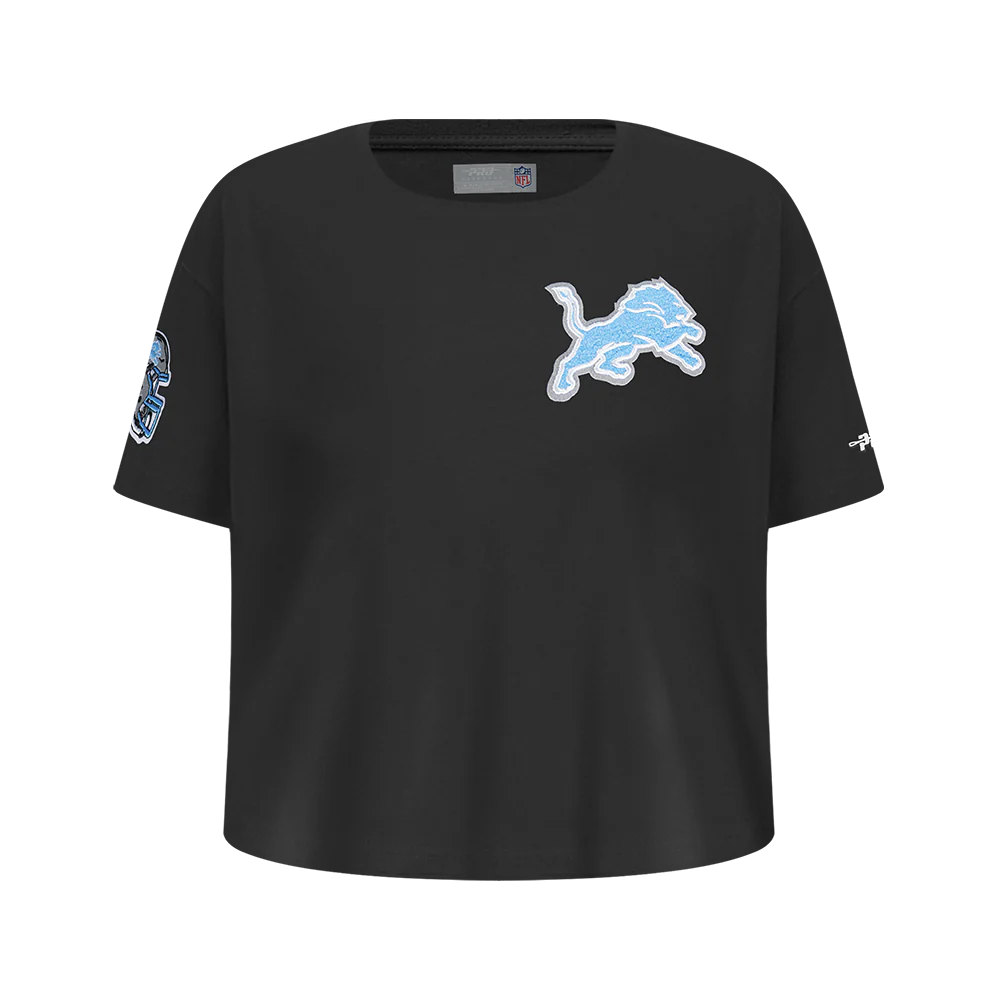 NFL DETROIT LIONS CLASSIC BIG GIRLS SHORT SLEEVE BOXY TEE (BLACK)