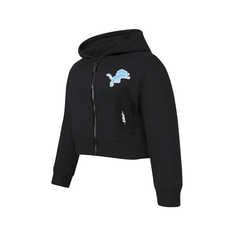 NFL DETROIT LIONS CLASSIC BIG GIRLS FLEECE FULL ZIP HOODIE (BLACK) - Image 5