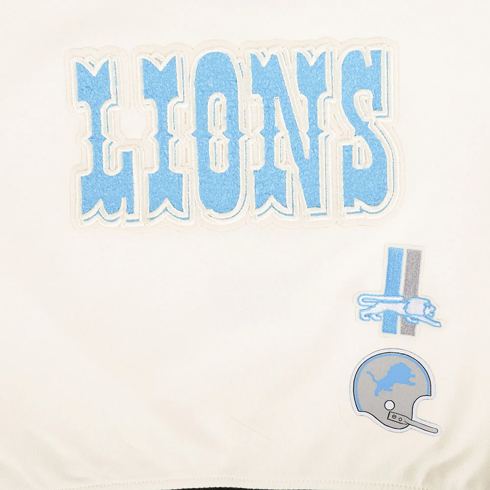 NFL DETROIT LIONS RETRO CLASSIC BIG GIRLS RIB FLEECE CREWNECK (EGGSHELL/ BLACK) - Image 7