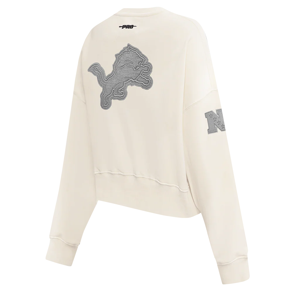 NFL DETROIT LIONS REVERSE FRENCH TERRY WOMEN'S FLEECE CREWNECK (EGGSHELL) - Image 4