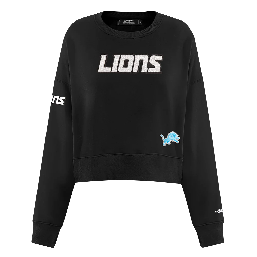 NFL DETROIT LIONS GAME DAY CLASSICS WOMEN'S DOUBLE KNIT CREWNECK (BLACK)