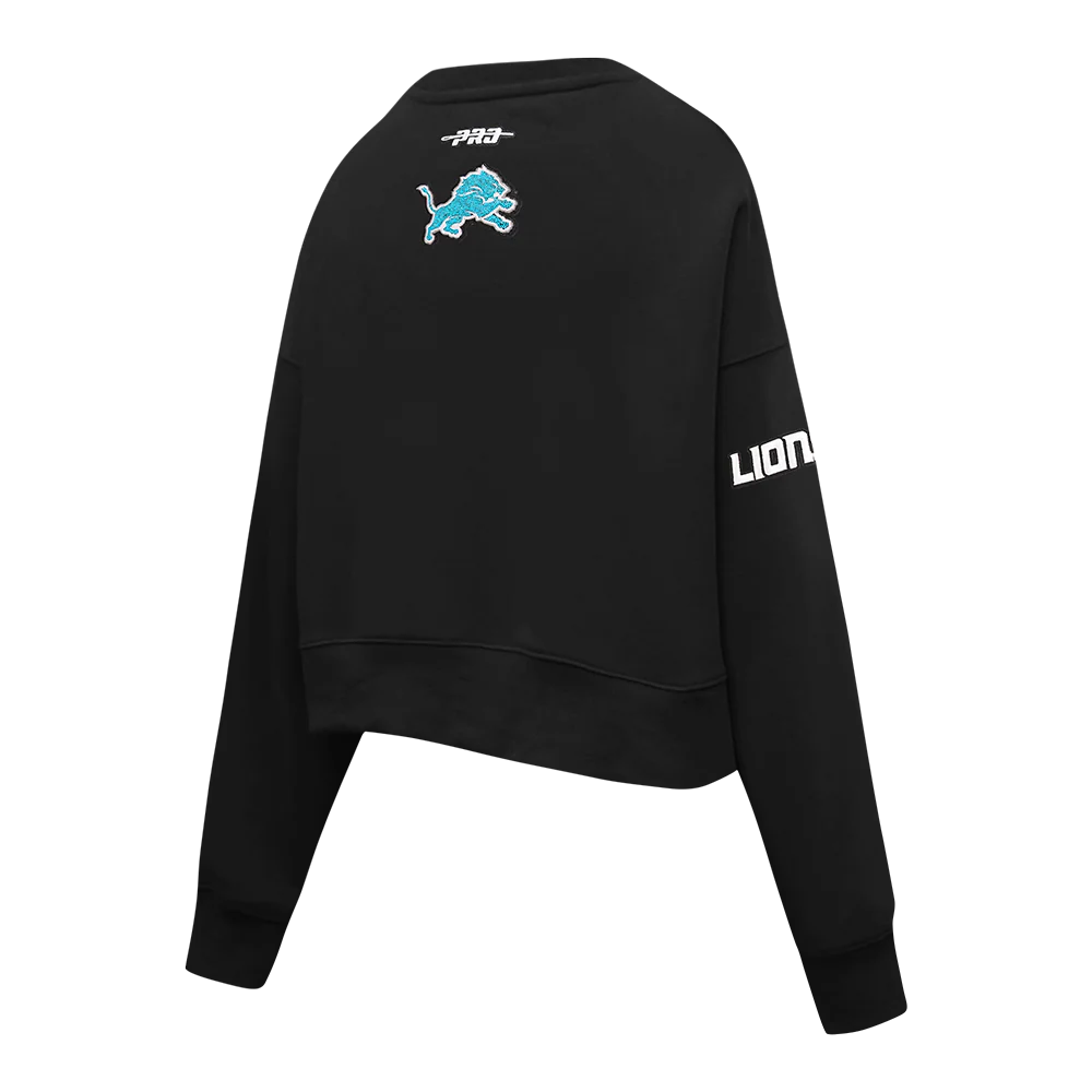 NFL DETROIT LIONS GAME DAY CLASSICS WOMEN'S DOUBLE KNIT CREWNECK (BLACK) - Image 4