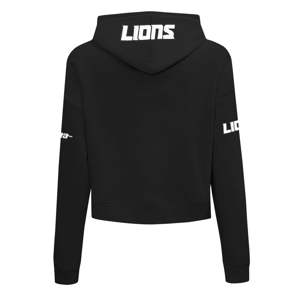 NFL DETROIT LIONS GAME DAY CLASSICS WOMEN'S DK CROPPED PO HOODIE (BLACK) - Image 3