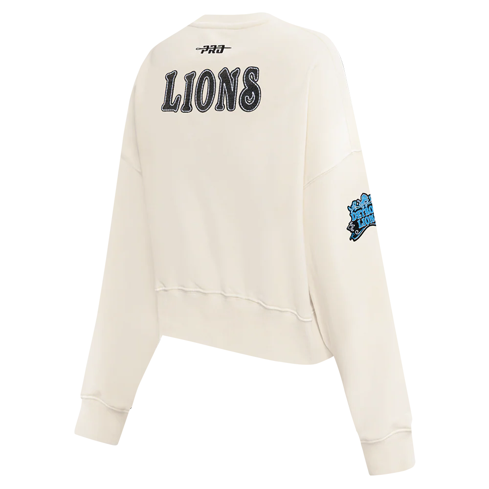 NFL DETROIT LIONS REBEL ATHLETICS WOMEN'S FLC CREWNECK (EGGSHELL) - Image 11
