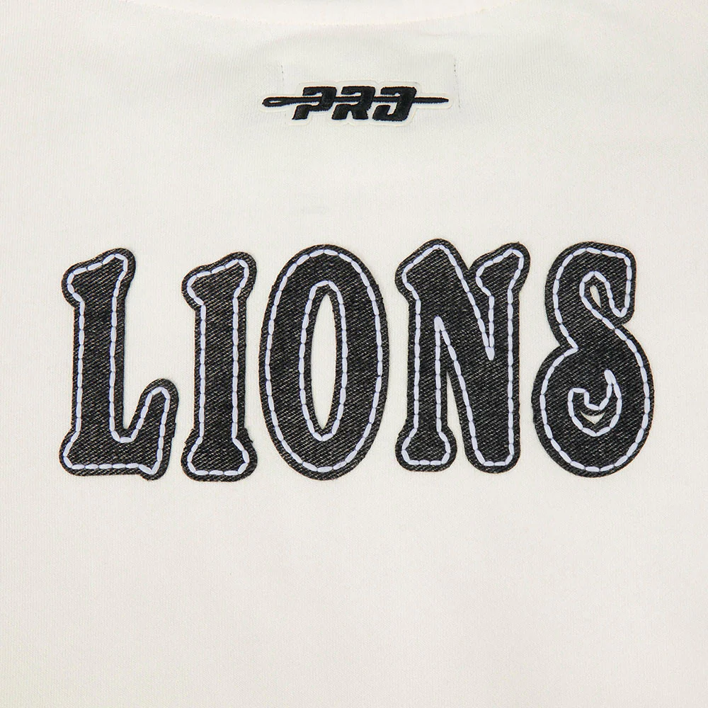 NFL DETROIT LIONS REBEL ATHLETICS WOMEN'S FLC CREWNECK (EGGSHELL) - Image 14