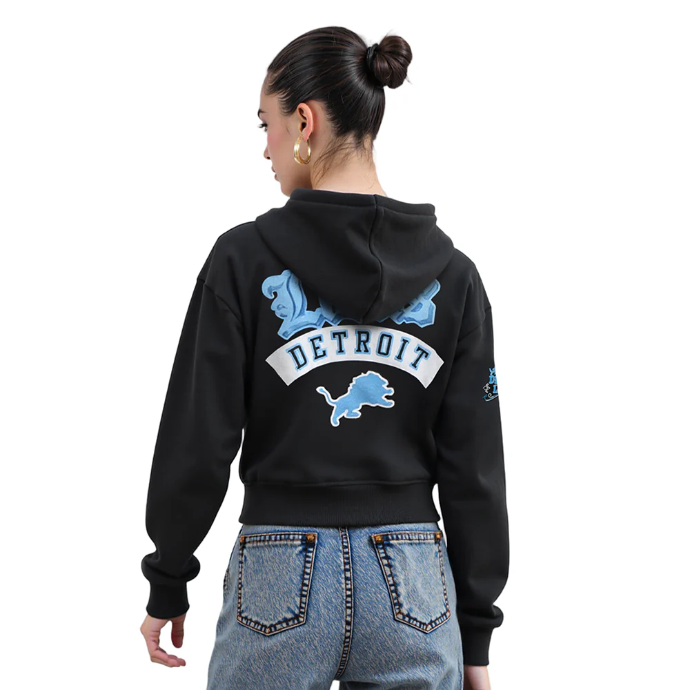 NFL DETROIT LIONS BEST OF WOMEN'S FLC FZ HOODIE (BLACK) - Image 9
