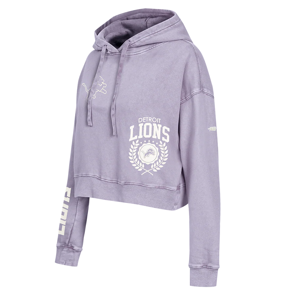 NFL DETROIT LIONS STREET TEAM WOMEN'S ENZYME WASH FT CROPPED PO HOODIE (WASHED LILAC GRAY) - Image 3