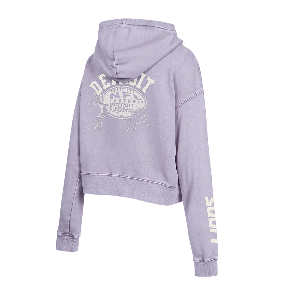 NFL DETROIT LIONS STREET TEAM WOMEN'S ENZYME WASH FT CROPPED PO HOODIE (WASHED LILAC GRAY) - Image 4