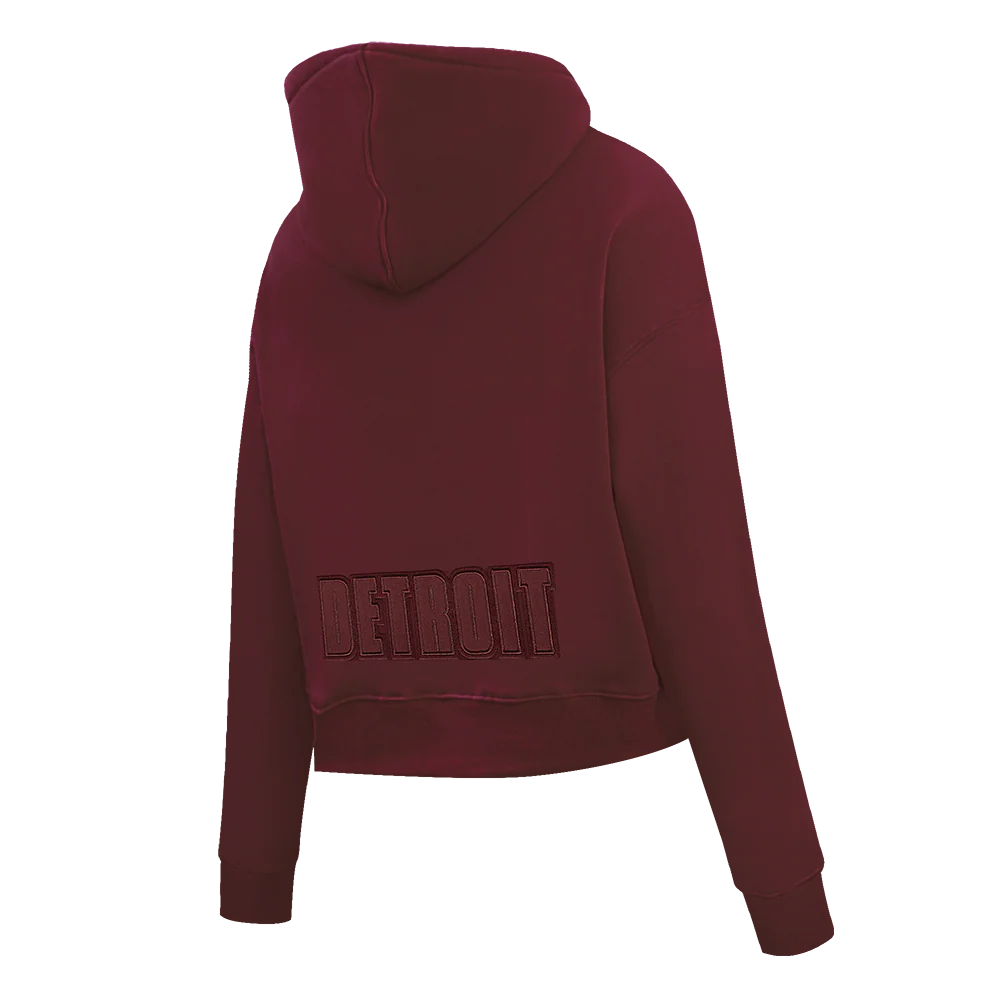 NFL DETROIT LIONS NEUTRAL CROPPED FLEECE PULLOVER HOODIE (WINE) - Image 4