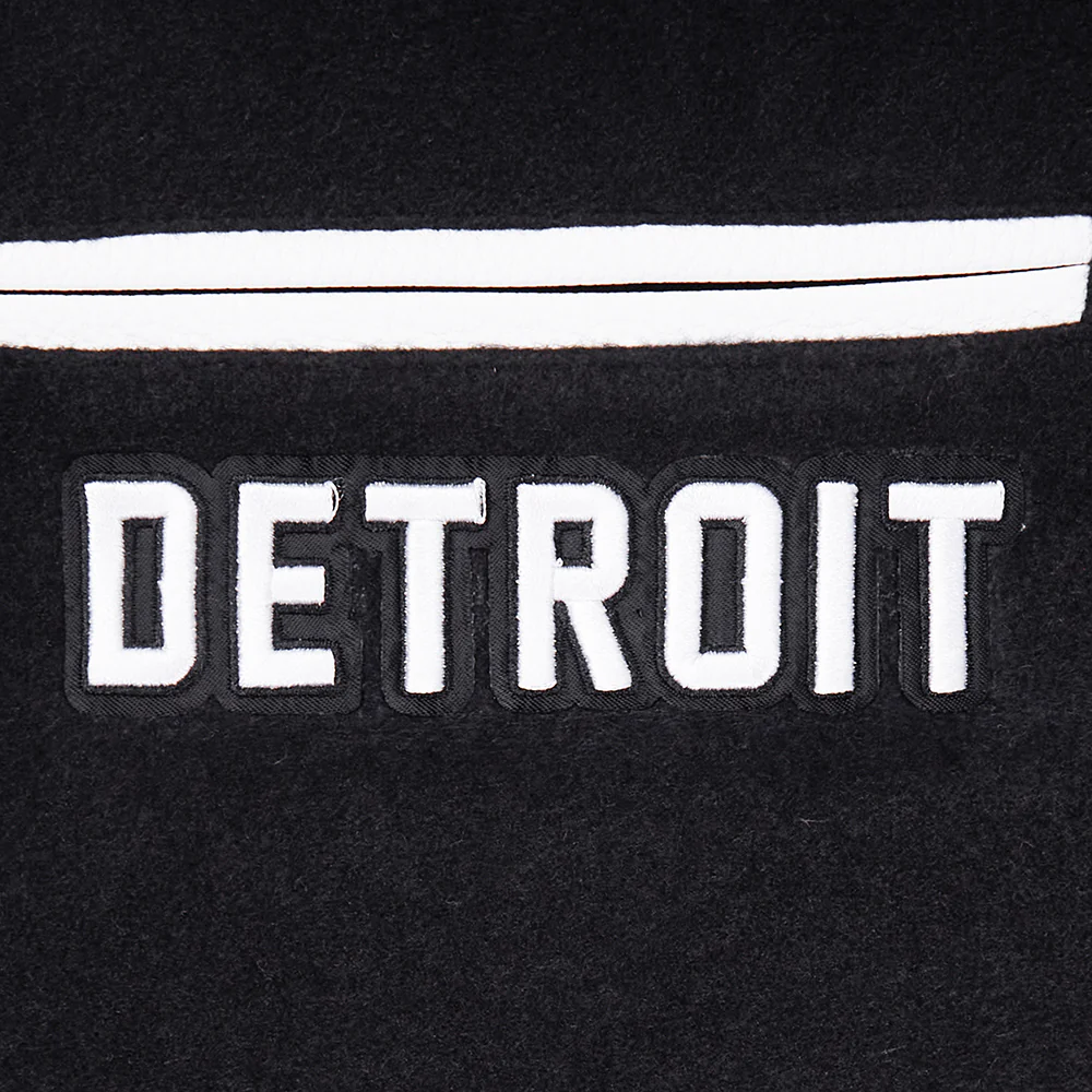 NFL DETROIT LIONS PEARLS WOMEN'S RIB WOOL VARSITY JACKET (BLACK/WHITE) - Image 7
