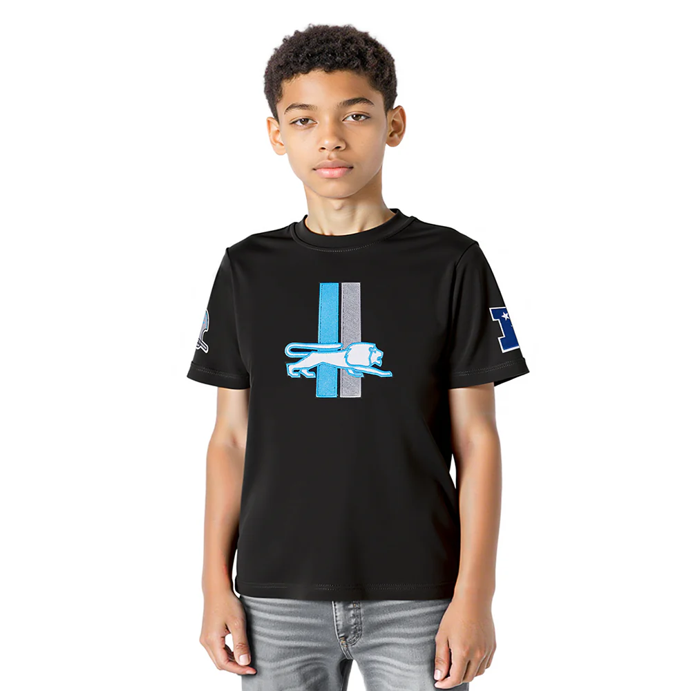NFL DETROIT LIONS RETRO CLASSIC LITTLE BOYS SHORT SLEEVE TEE (BLACK)