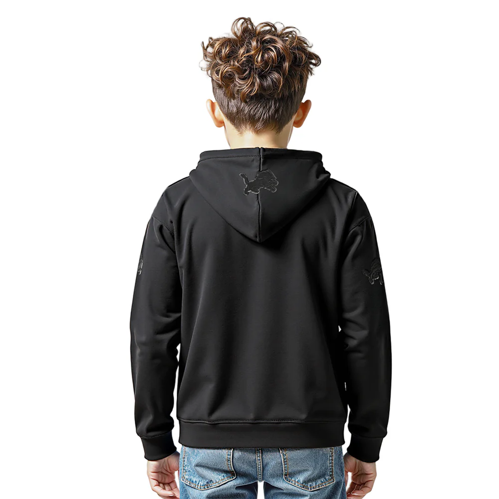 NFL DETROIT LIONS TRIPLE BLACK LITTLE BOYS FLEECE PULLOVER HOODIE (BLACK) - Image 2