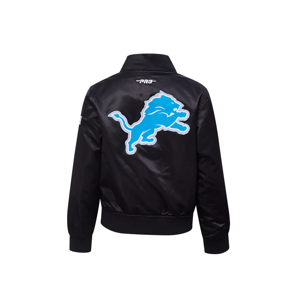 NFL DETROIT LIONS CLASSIC LITTLE BOYS SATIN JACKET (BLACK) - Image 3