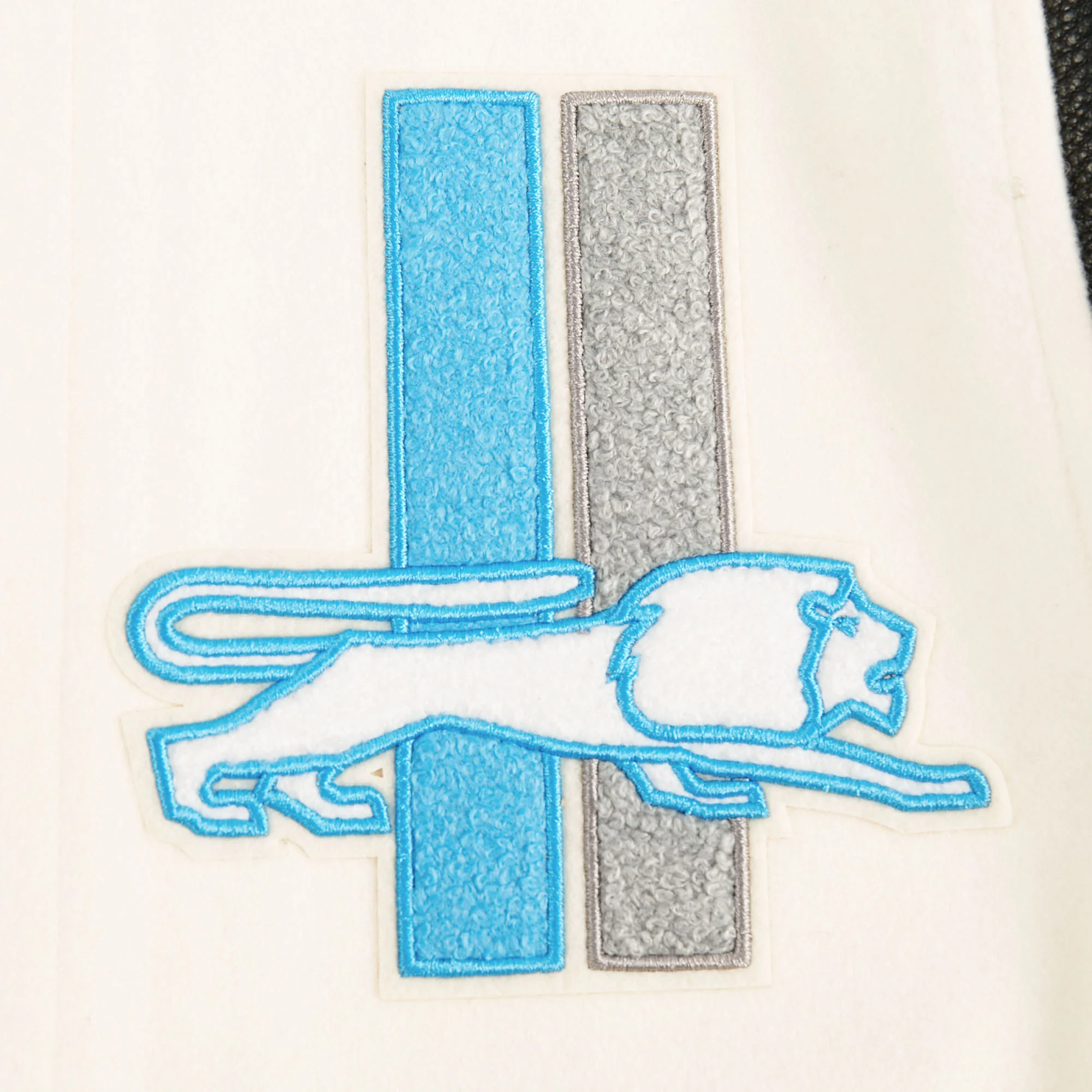 NFL DETROIT LIONS RETRO CLASSIC LITTLE BOYS RIB WOOL VARSITY JACKET (EGGSHELL/ BLACK) - Image 11
