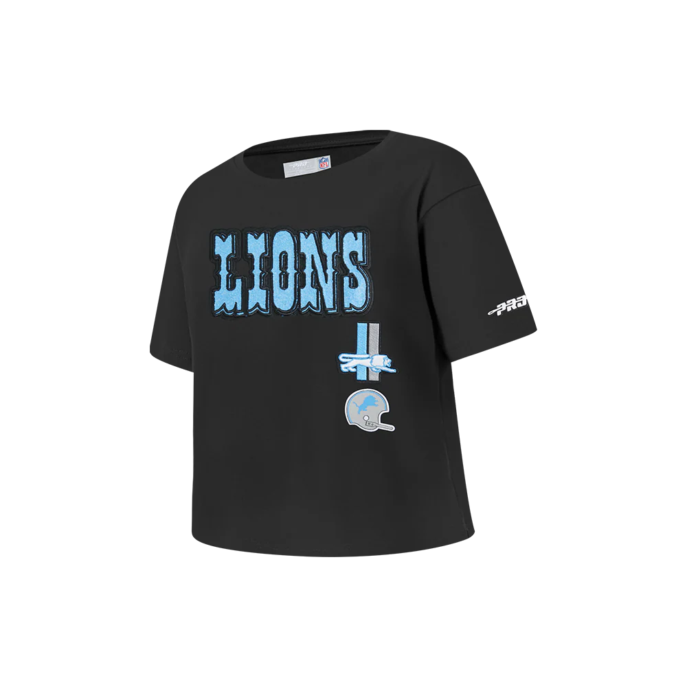 NFL DETROIT LIONS RETRO CLASSIC LITTLE GIRLS SHORT SLEEVE BOXY TEE (BLACK) - Image 2