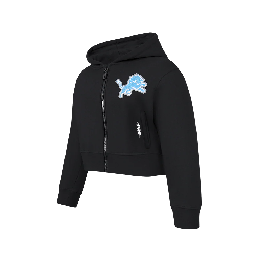 NFL DETROIT LIONS CLASSIC LITTLE GIRLS FLEECE FULL ZIP HOODIE (BLACK) - Image 4