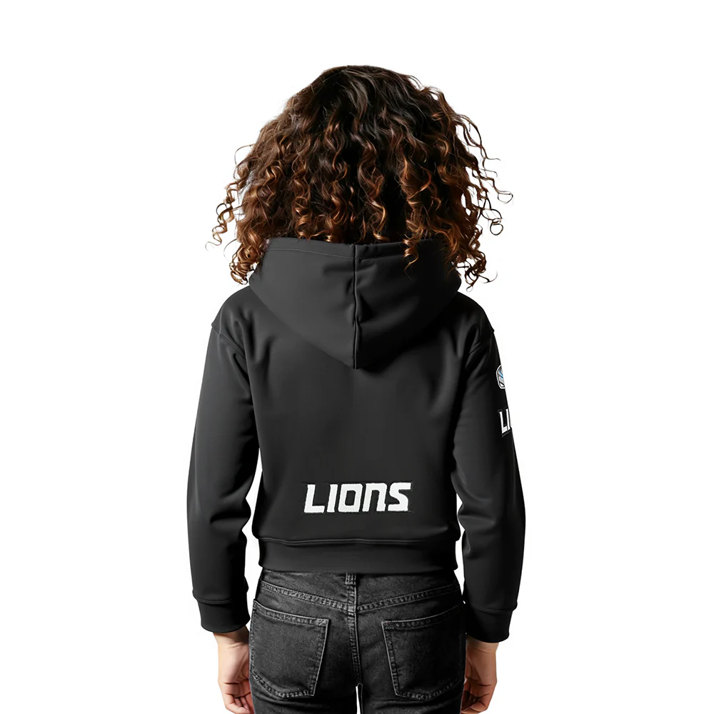 NFL DETROIT LIONS CLASSIC LITTLE GIRLS FLEECE FULL ZIP HOODIE (BLACK) - Image 9