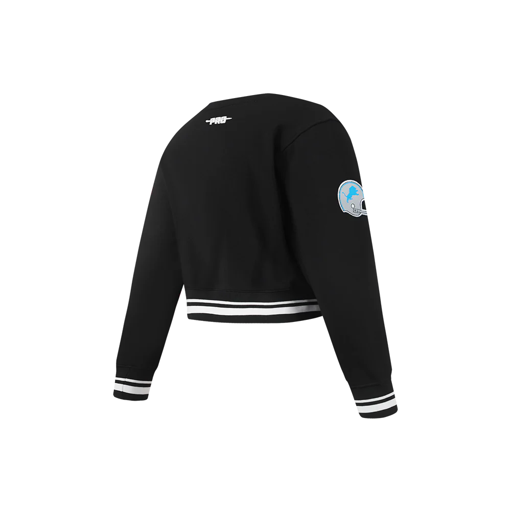 NFL DETROIT LIONS RETRO CLASSIC LITTLE GIRLS RIB FLEECE CREWNECK (BLACK) - Image 8
