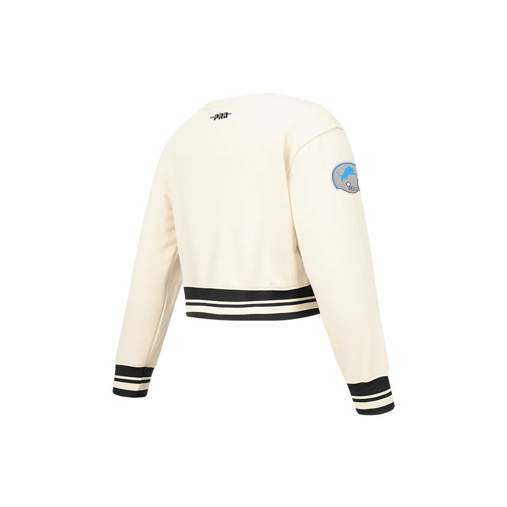 NFL DETROIT LIONS RETRO CLASSIC LITTLE GIRLS RIB FLEECE CREWNECK (EGGSHELL/ BLACK) - Image 6