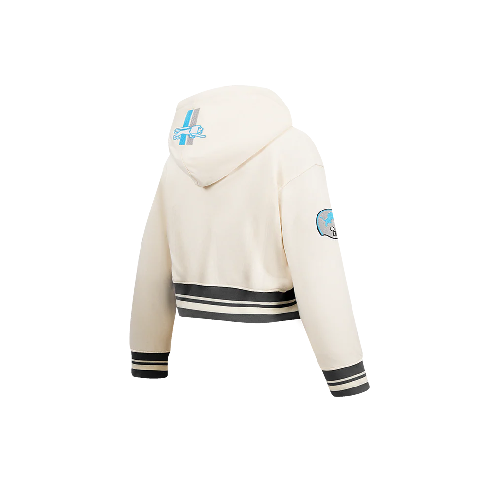 NFL DETROIT LIONS RETRO CLASSIC LITTLE GIRL'S RIB FLC PO HOODIE (EGGSHELL/ BLACK) - Image 4