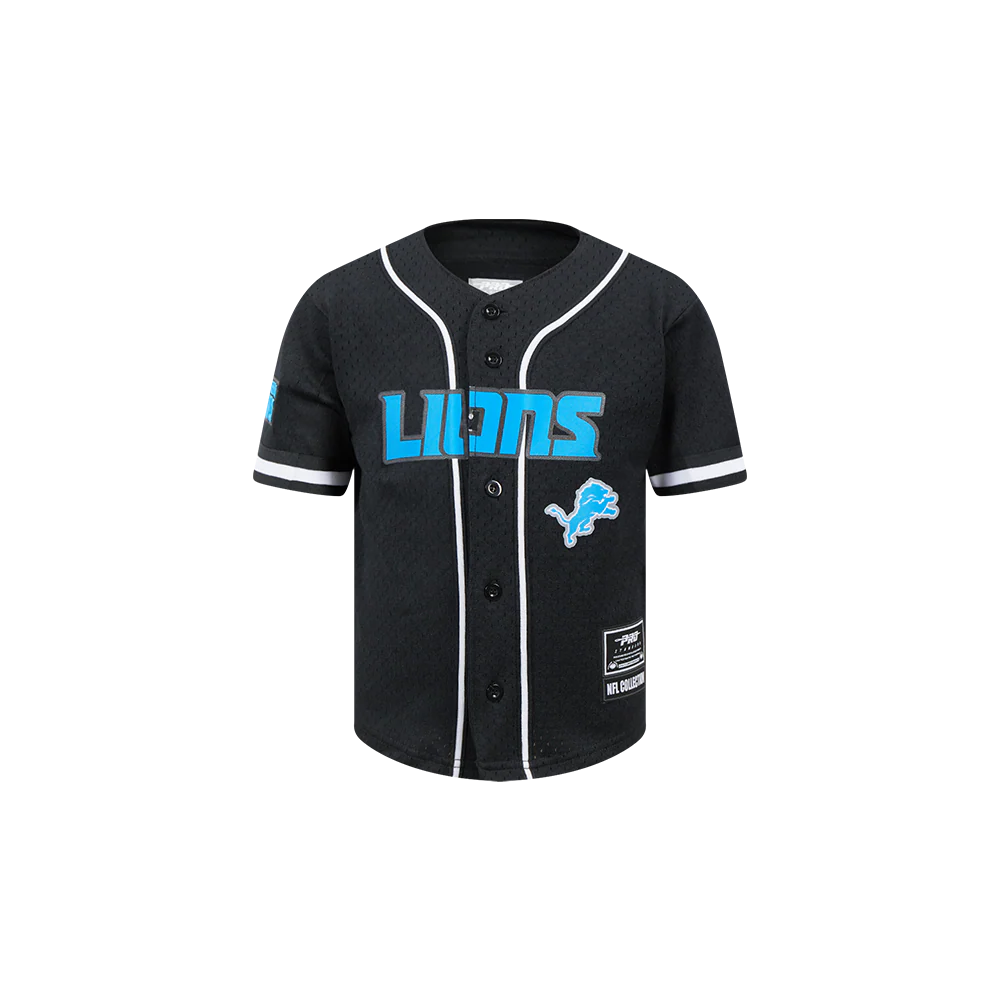 NFL DETROIT LIONS CLASSIC TODDLER BOYS MESH BUTTON DOWN SHIRT (BLACK)