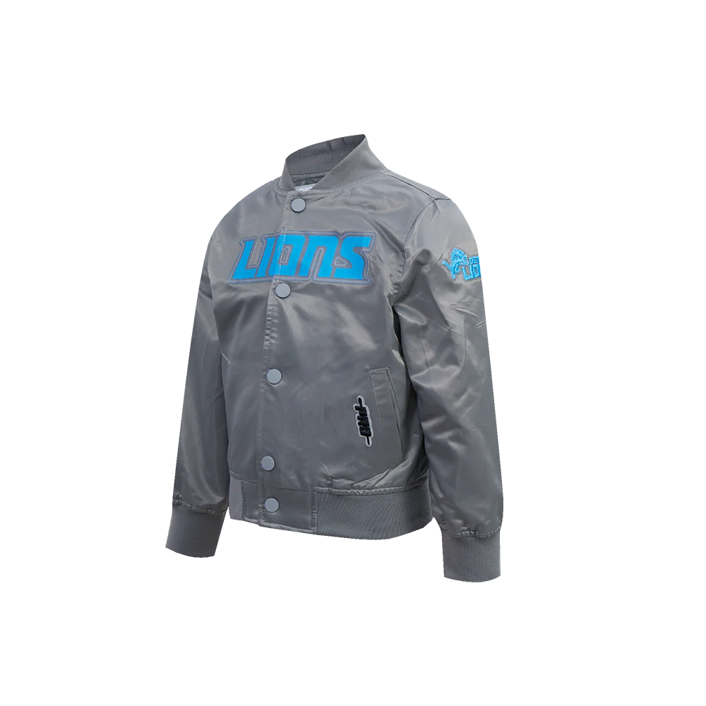 NFL DETROIT LIONS CLASSIC CHENILLE TODDLER BOY'S SATIN JACKET (GRAY) - Image 3