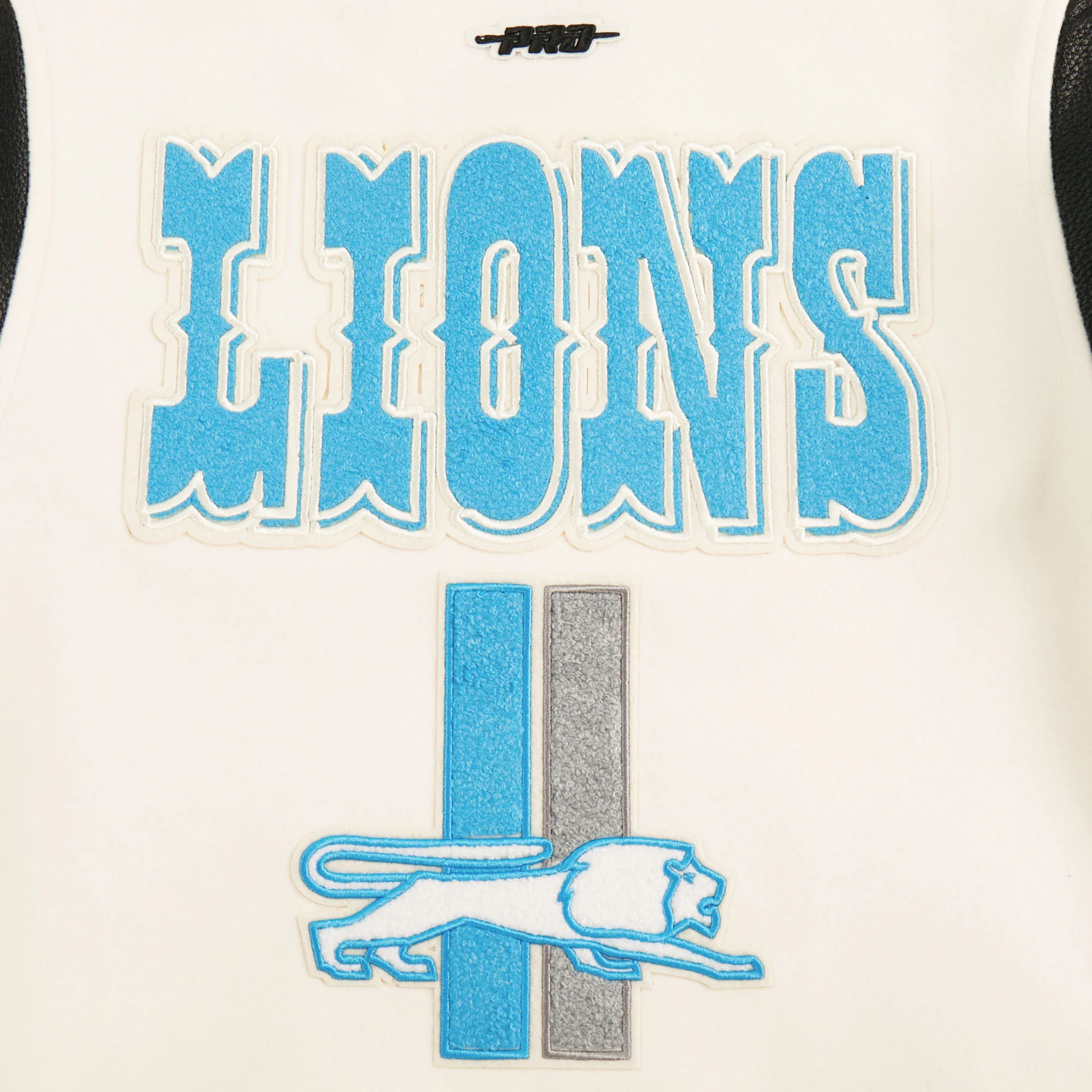 NFL DETROIT LIONS RETRO CLASSIC TODDLER BOYS RIB WOOL VARSITY JACKET (EGGSHELL/ BLACK) - Image 12