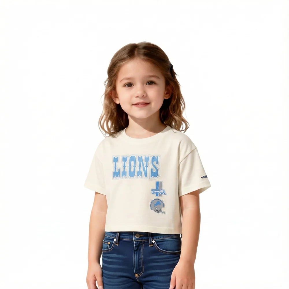 NFL DETROIT LIONS RETRO CLASSIC TODDLER GIRL'S SS BOXY TEE (EGGSHELL)