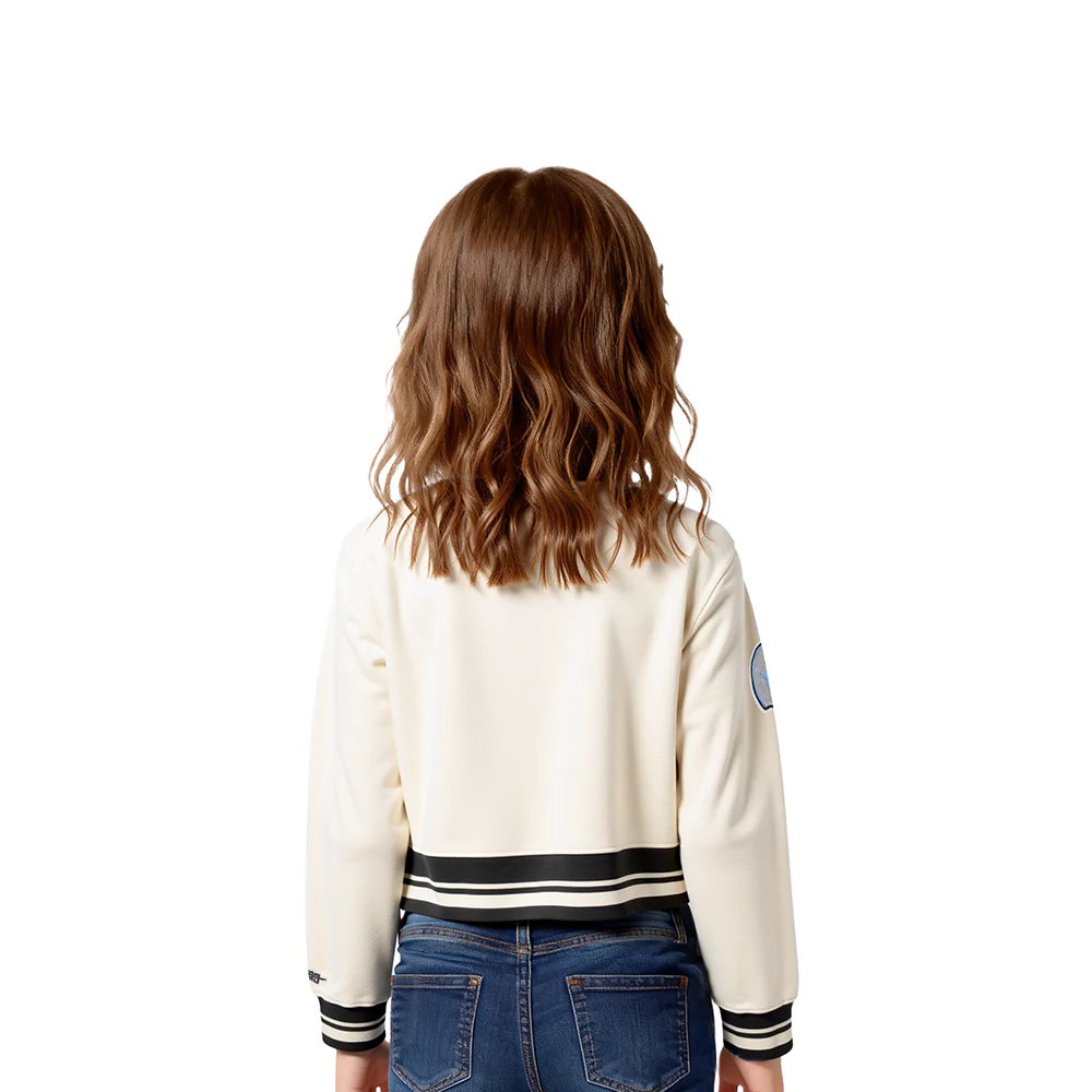 NFL DETROIT LIONS RETRO CLASSIC TODDLER GIRLS RIB FLEECE CREWNECK (EGGSHELL/ BLACK) - Image 2