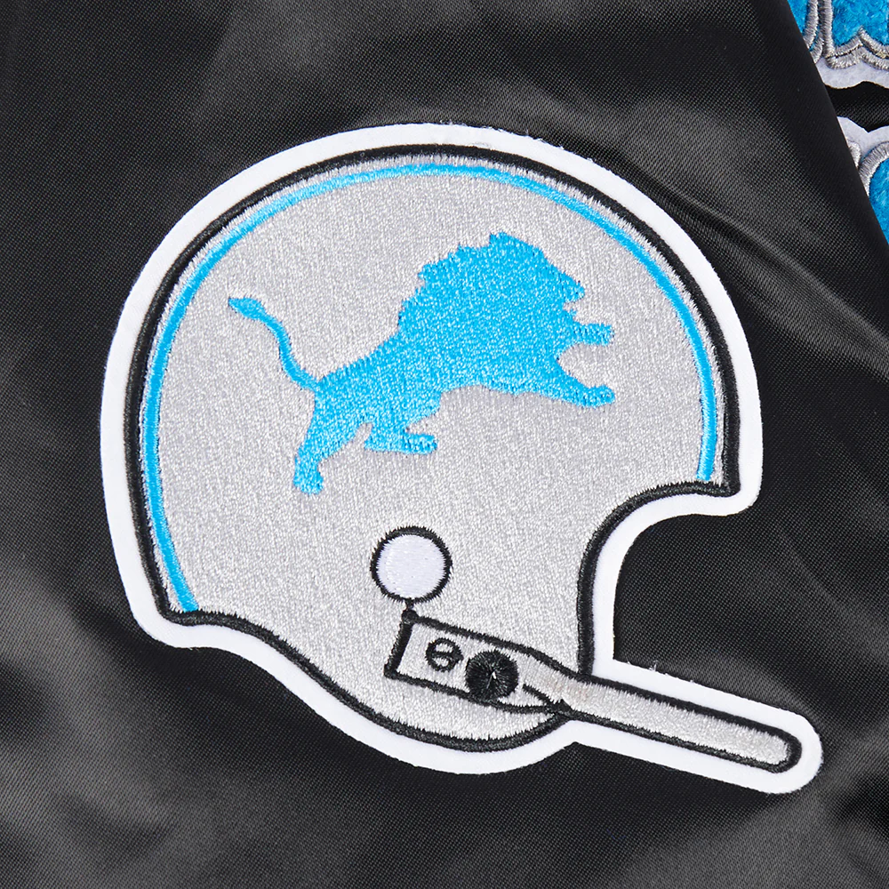 NFL DETROIT LIONS RETRO CLASSIC WOMEN'S RIB SATIN JACKET (EGGSHELL/ BLACK) - Image 6