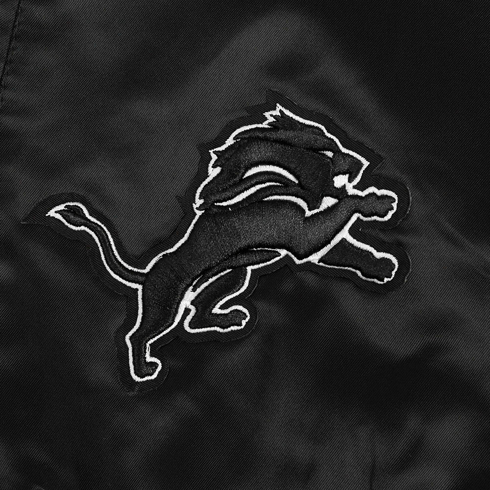 NFL DETROIT LIONS PEARLS WOMEN'S RIB SATIN JACKET (BLACK) - Image 8