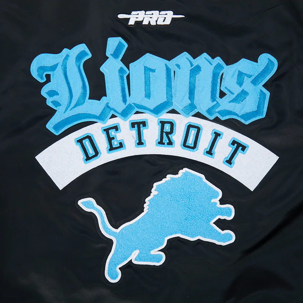 NFL DETROIT LIONS BEST OF WOMEN'S RIB SATIN JACKET (BLACK) - Image 5