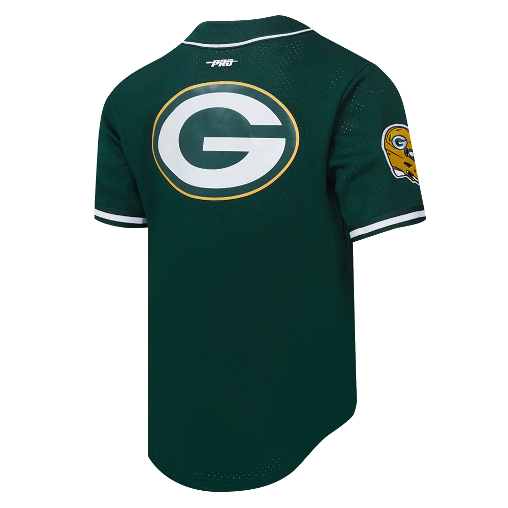 NFL GREEN BAY PACKERS JORDAN LOVE #10 CLASSIC MEN'S MESH BUTTON DOWN SHIRT (FOREST GREEN) - Image 4