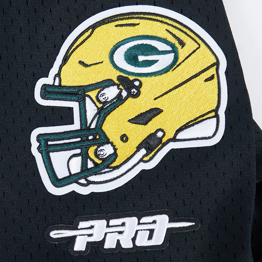 NFL GREEN BAY PACKERS JORDAN LOVE #10 CLASSIC MESH PNN MEN'S MESH BUTTON DOWN SHIRT (BLACK) - Image 6