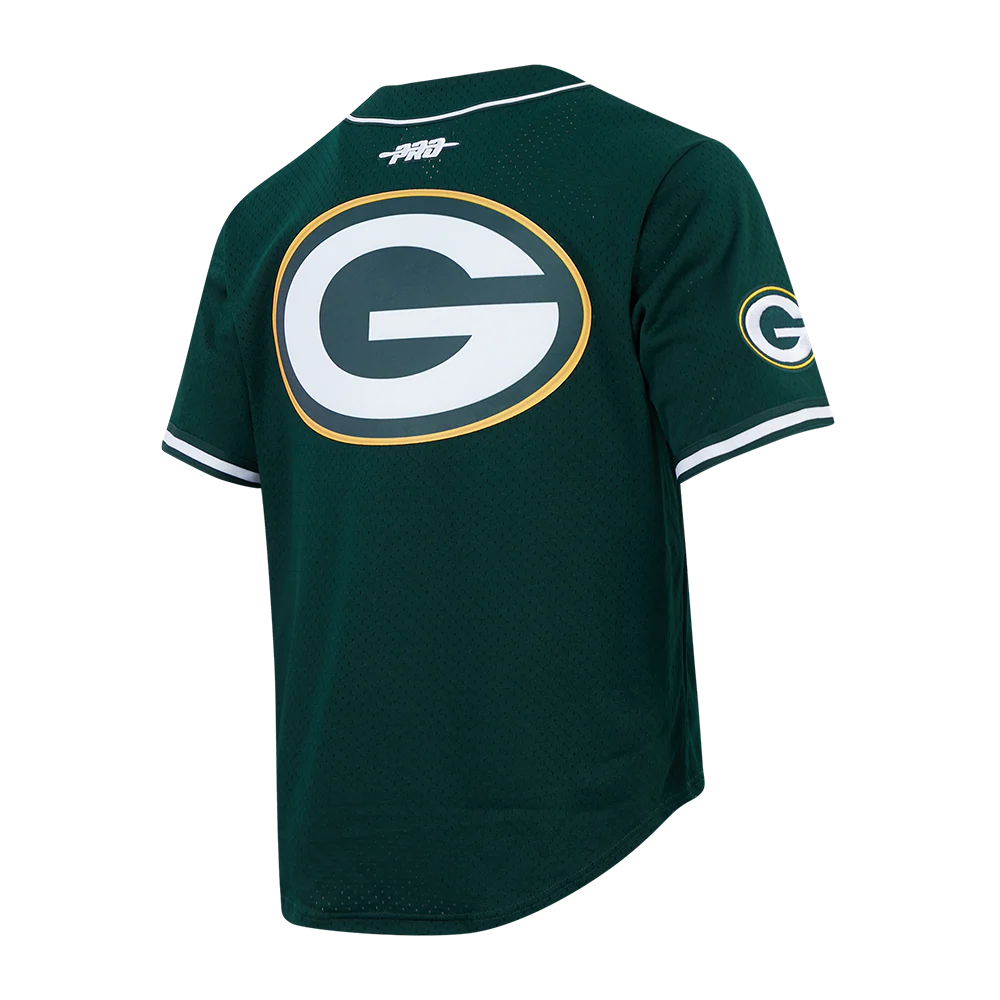 NFL GREEN BAY PACKERS JORDAN LOVE #10 CLASSIC MESH PNN MEN'S MESH BUTTON DOWN SHIRT (FOREST GREEN) - Image 4